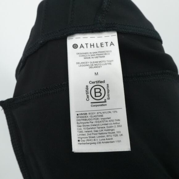 Athleta Pants Womens Medium Black Delancey Gleam Moto Tight Leggings Ankle Zip - Picture 11 of 12